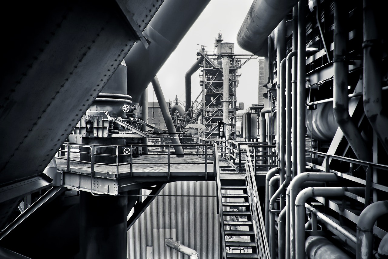 black-and-white-factory-industrial-plant-415945